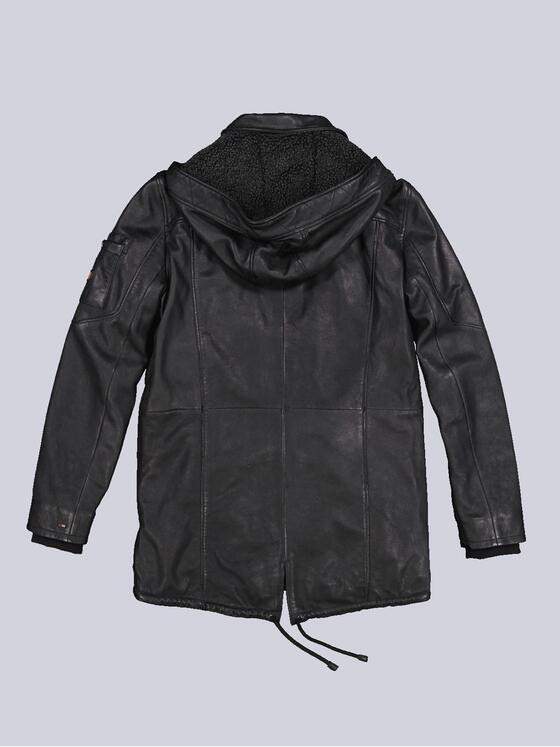 emilio adani Herren Leder-Parka mit abnehmbarer Kapuze Grau 35436