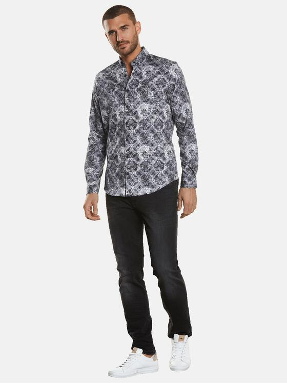 emilio adani Herren Langarm-Hemd gemustert Beige 34276