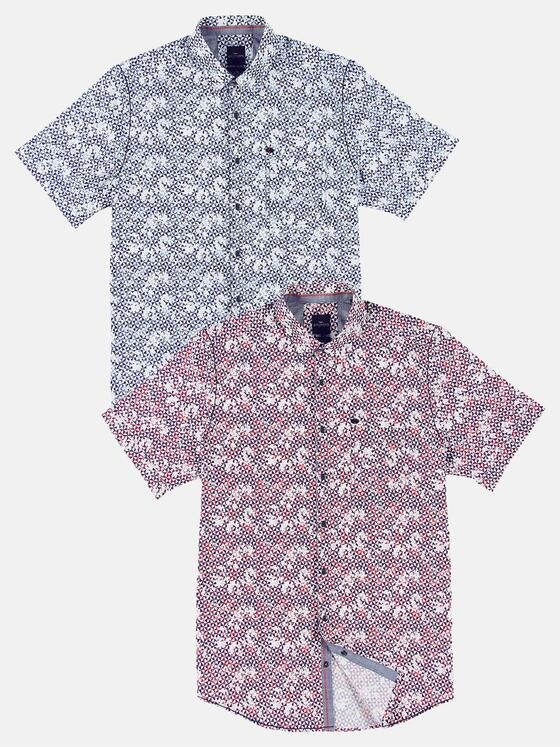 engbers Herren Kurzarm-Hemd gemustert Rot 31719