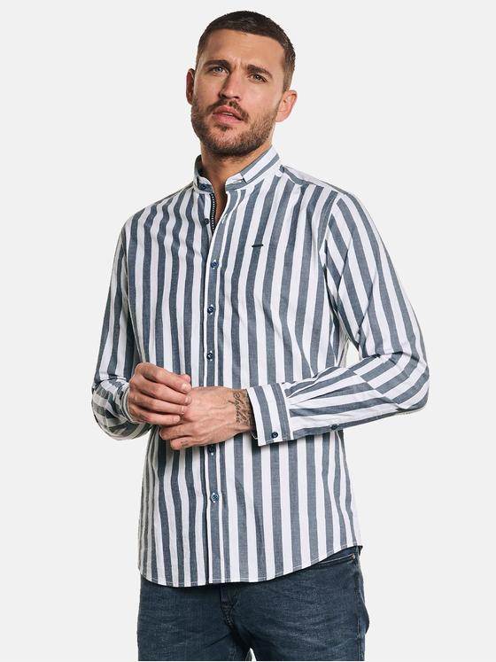 emilio adani Herren Langarm-Hemd gestreift Blau 32615