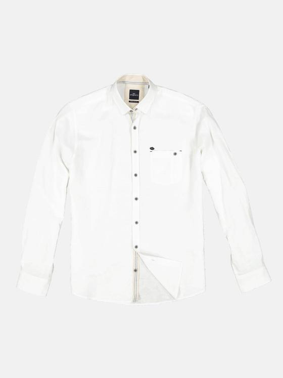 engbers Herren Langarm-Hemd mit Leinenanteil Reinweiss 34765