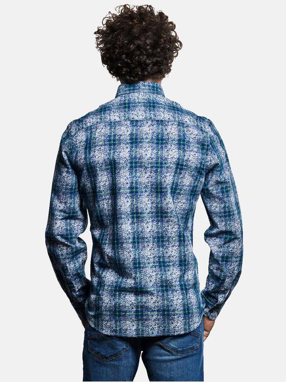 engbers Herren Langarm Hemd gemustert Saphirblau 32553