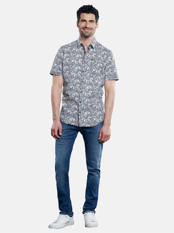 engbers Herren Kurzarm-Hemd gemustert Saphirblau 31720