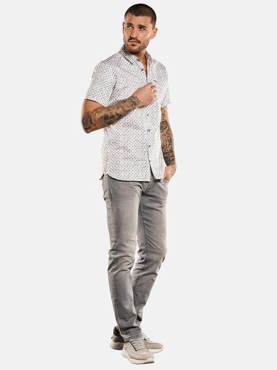 emilio adani Herren Kurzarm-Hemd gemustert Beige 33101