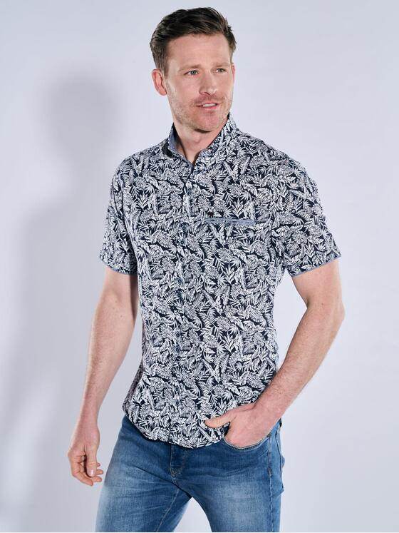 engbers Herren Kurzarm-Hemd gemustert Marineblau 38874