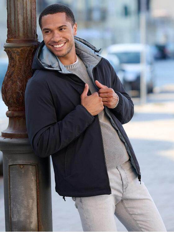 emilio adani Herren Wendejacke mit Kapuze Saphirblau 39286