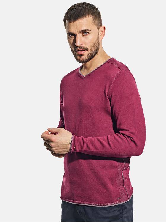 emilio adani Herren Hochwertiger Pullover Mit Elegantem V-Ausschnitt Violett 31008