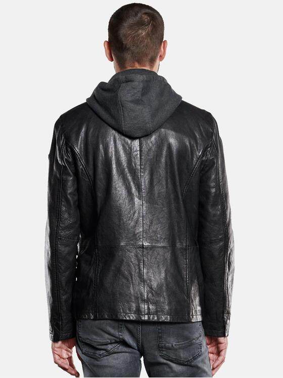 emilio adani Herren Lederjacke mit Sweat-Inlet Schwarz 33529