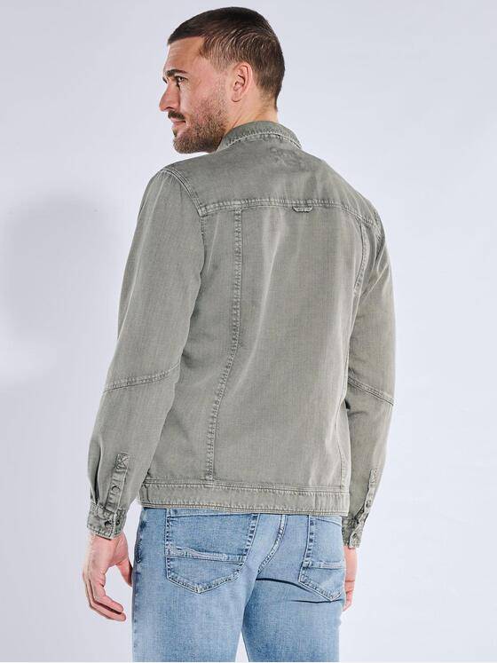 emilio adani Herren Overshirt mit besonderer Waschung Oliv 40333