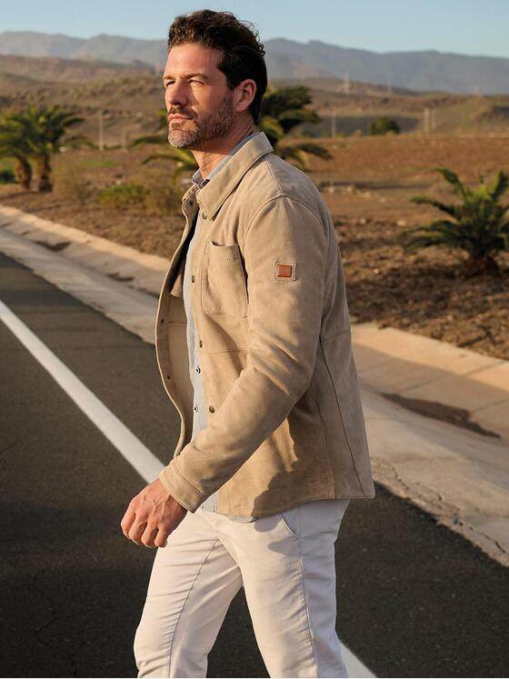 emilio adani Herren Lederjacke Beige 40401