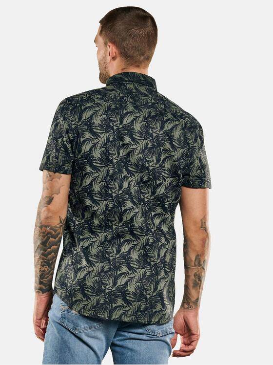 emilio adani Herren Kurzarm-Hemd mit floralem Print Grün 33001