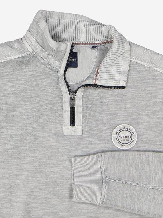 engbers Herren Sweatshirt mit Troyerkragen Hellgrau 38055