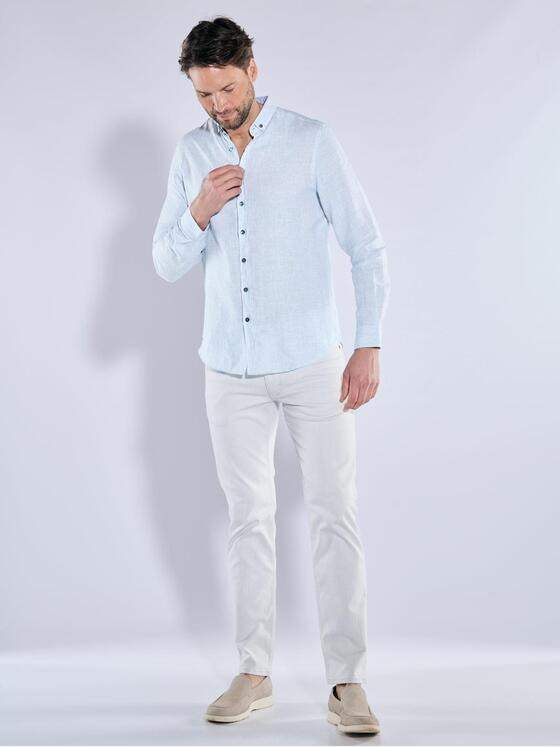 ENGBERS GERMANY Herren Langarm-Hemd aus Leinen Blau 38542