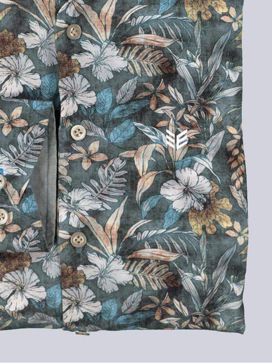 ENGBERS GERMANY Herren Langarm-Hemd mit innovativem All-Over-Print Braun 35781