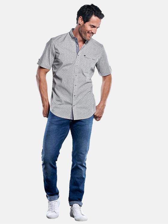 engbers Herren Gemustertes Hemd mit Jersey-Anteil Naturweiss 29716