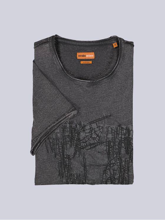 emilio adani Herren T-Shirt uni Schwarz 39308