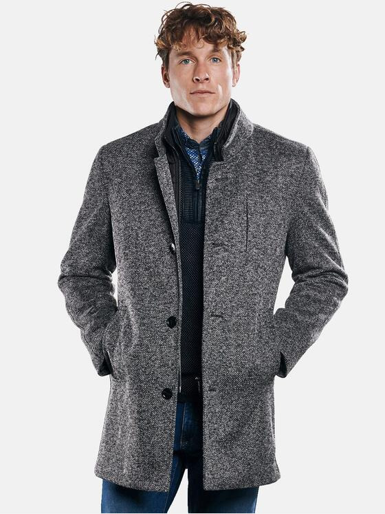 engbers Herren Mantel in Pfeffer und Salzoptik Kieselgrau 30771