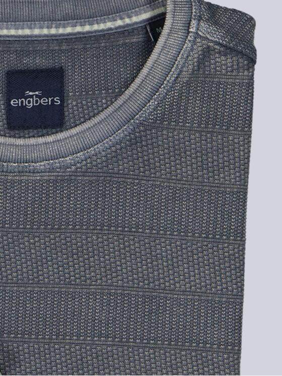 engbers Herren Strukturiertes T-Shirt im Streifendesign Dunkelgrau 40500