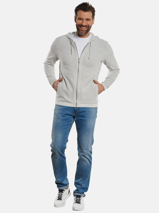 engbers Herren Cardigan mit Galonstreifen Grau 32740