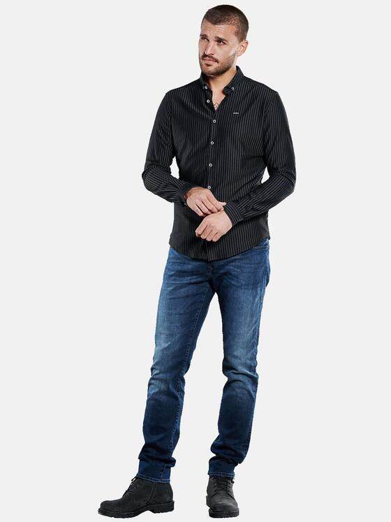 emilio adani Herren Langarm-Hemd gestreift Schwarz 33658