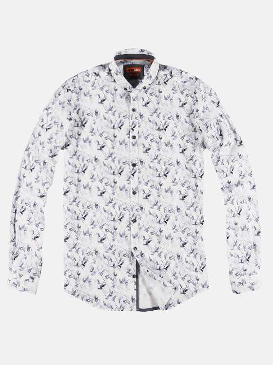 emilio adani Herren Langarmhemd mit modischem All-Over Druck Grau 29691