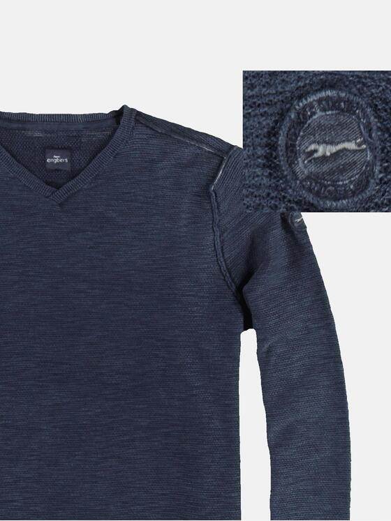 engbers Herren Pullover V-Ausschnitt Blau 24363