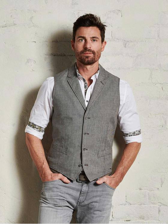 engbers Herren Sakkoweste mit Leinenanteil Hellbraun 32596