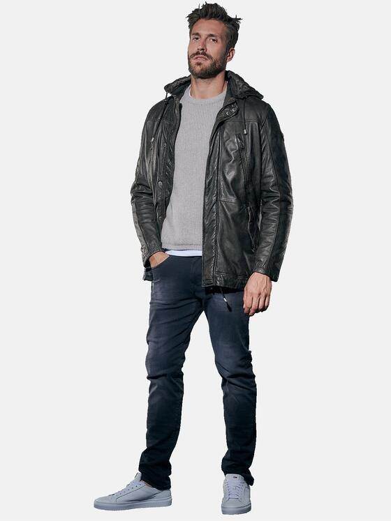 emilio adani Herren Lederjacke Schwarzbraun 30773