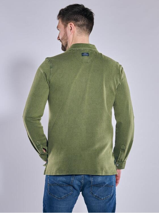 engbers Herren Langarm-Shirt mit Polo-Kragen Grün 36354