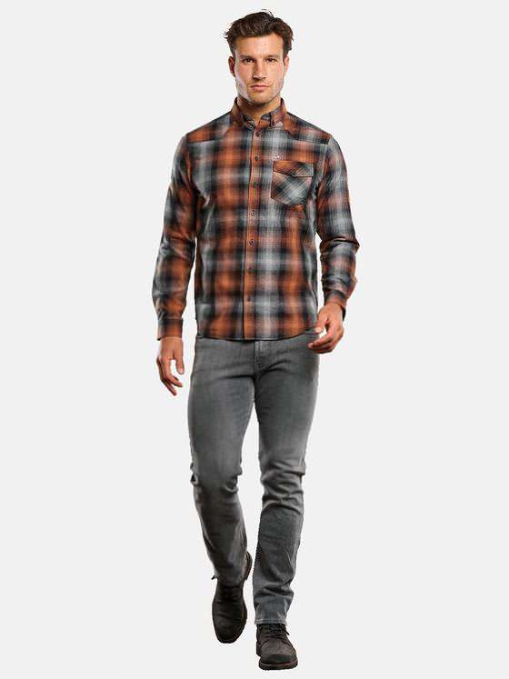 engbers Herren Langarm-Hemd kariert Orange 33652