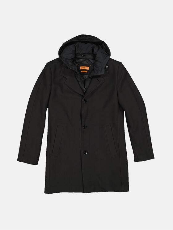 emilio adani Herren Mantel mit abnehmbarer Kapuze Schwarz 35261