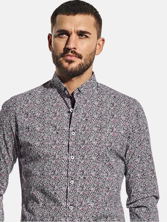 emilio adani Herren Langarm-Print Hemd Rot 30330