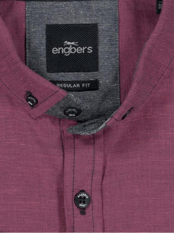 engbers Herren Kurzarm-Hemd mit Leinenanteil Violett 35133