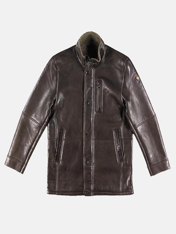 emilio adani Herren Lange Lederjacke Braun 30758