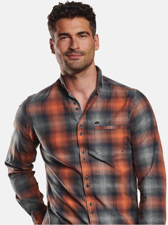 engbers Herren Langarmhemd kariert Dunkelorange 32269