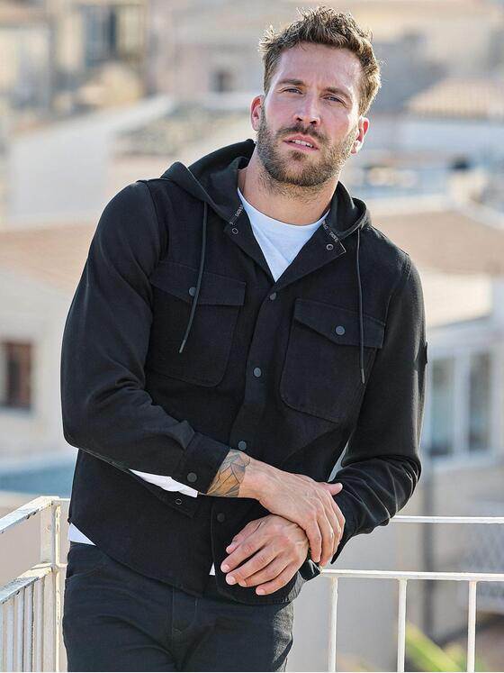 emilio adani Herren Sweatjacke mit Brusttaschen Schwarz 38027