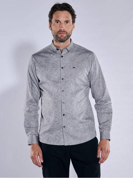engbers Herren Langarm-Hemd gemustert Silbergrau 38175