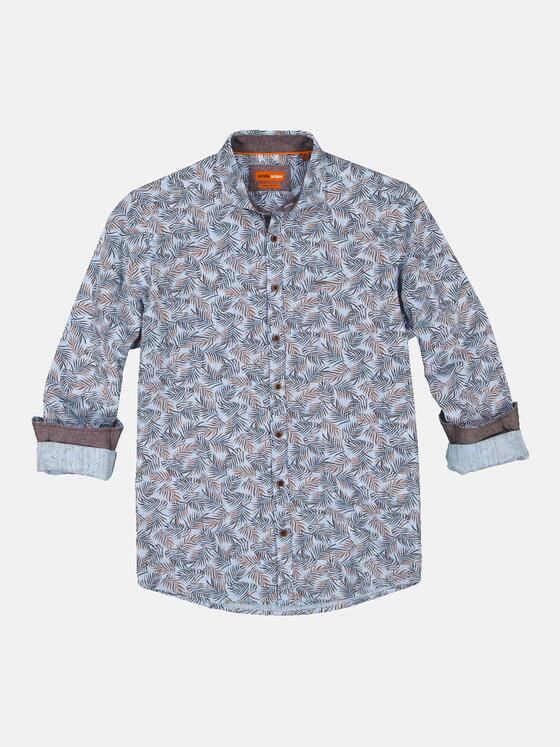 emilio adani Herren Langarm-Hemd gemustert Blau 34959