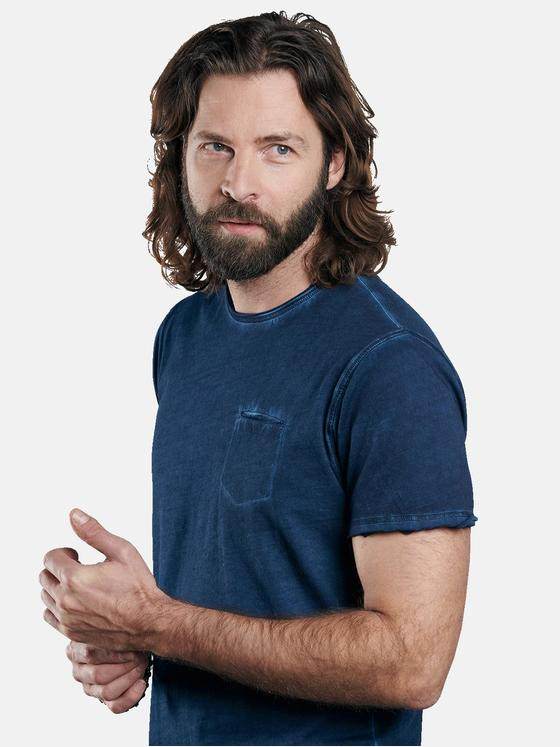 emilio adani Herren T-Shirt mit authentischem Farbeffekt Blau 29188