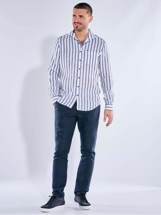 emilio adani Herren Leinen-Hemd mit Streifenmuster Brilliantblau 40341