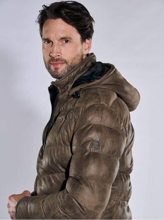 engbers Herren Lederjacke mit Kapuze Dunkelbraun 37421