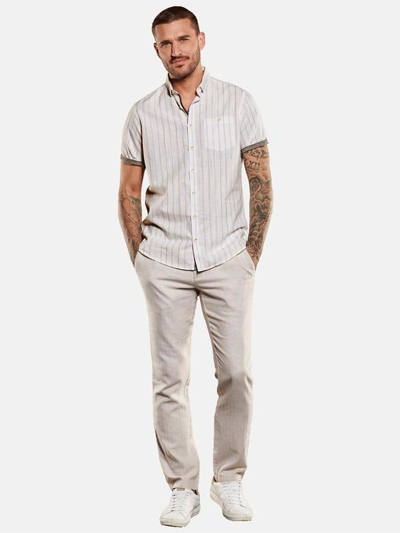 emilio adani Herren Kurzarm-Hemd gestreift Beige 34445