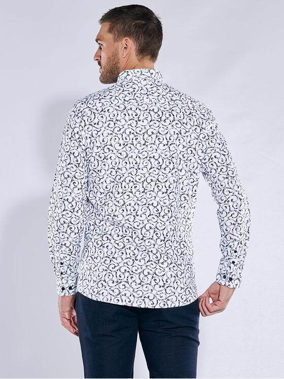 emilio adani Herren Langarm-Hemd gemustert Blau 38266