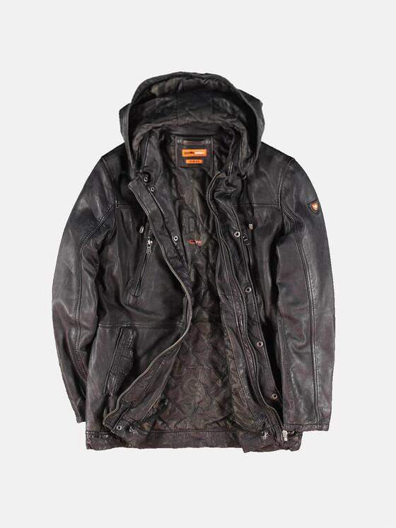 emilio adani Herren Lederjacke Schwarzbraun 30773