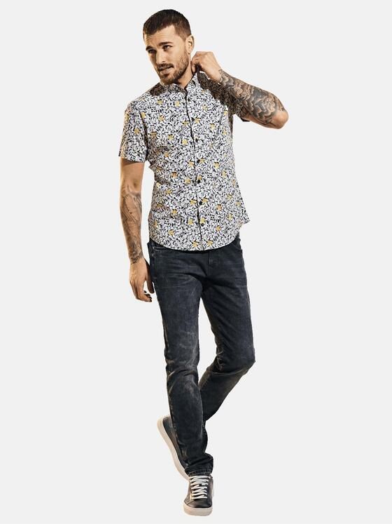emilio adani Herren Gemustertes Kurzarmhemd mit schlanker Passform Beige 31547
