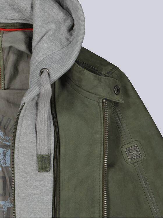 engbers Herren Lederjacke mit Kapuze Dunkelgruen 36170