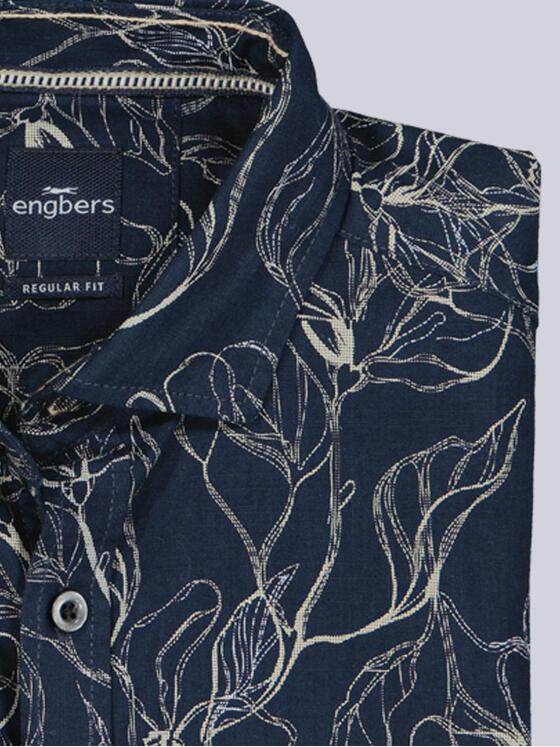 engbers Herren Hemd gemustert mit Brusttasche Marineblau 40289