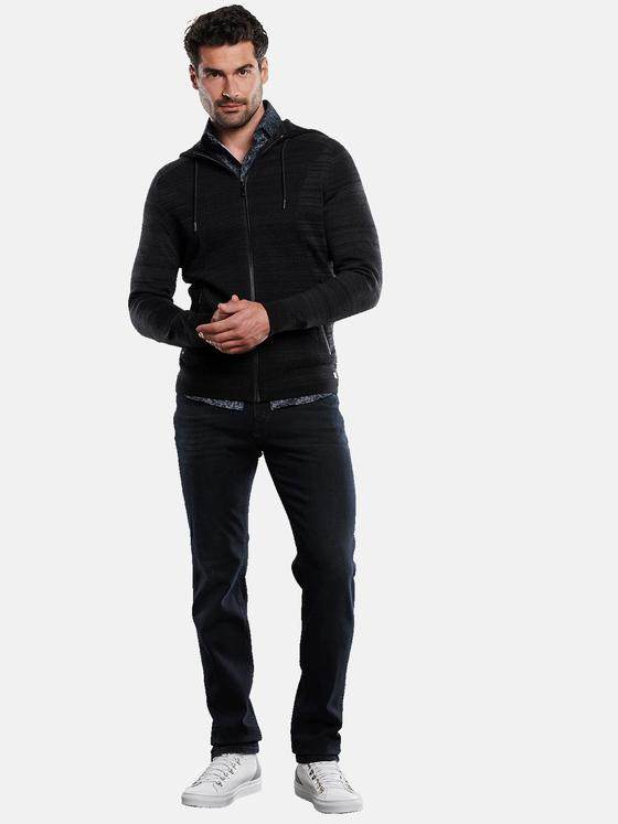 ENGBERS GERMANY Herren Cardigan aus Merinowolle Schwarz 32158