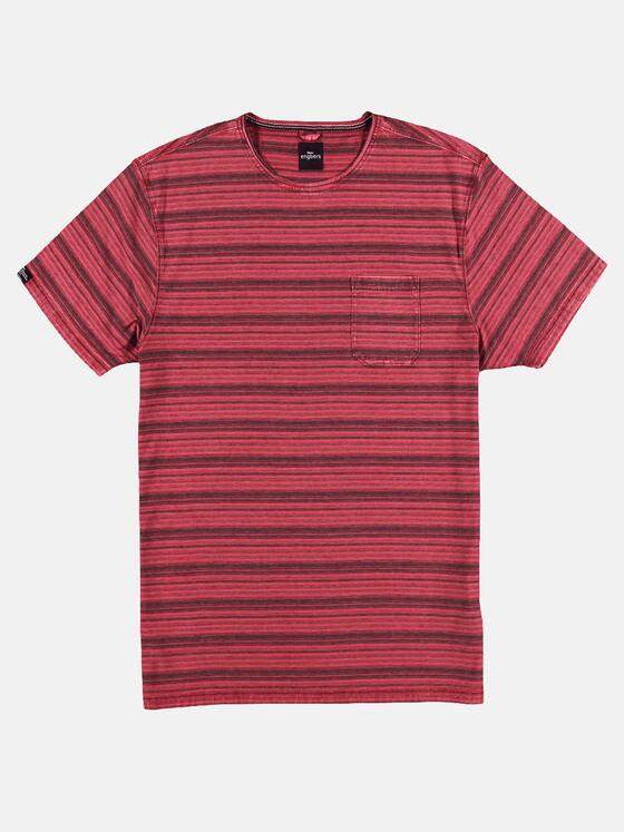 engbers Herren Im Stück gefärbtes Rundhals T-Shirt mit Brusttasche Rot 29791