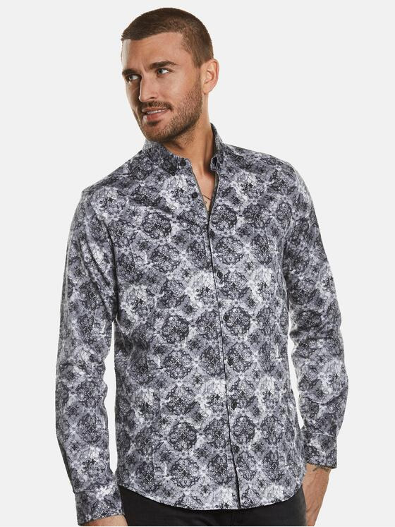 emilio adani Herren Langarm-Hemd gemustert Beige 34276